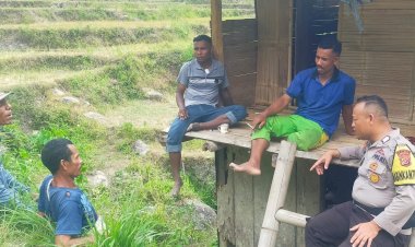 Petugas-Bhabinkamtibmas-Kawal-Panen-Padi-di-Desa-Riung,-Manggarai