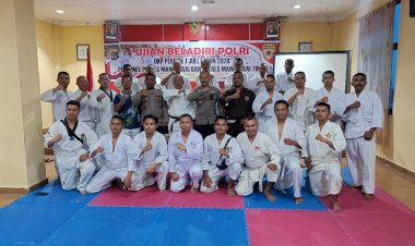 Salah-Satu-persyaratan-Usulan-Kenaikan-Pangkat,--Personel-Polri-ikuti-Ujian-Bela-Diri-Polri-di-Aula-Polres-Manggarai