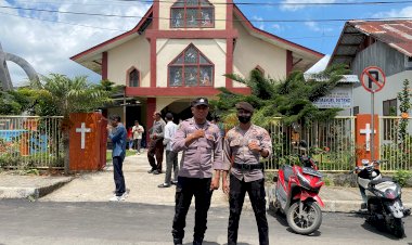 Polres-Manggarai-Terjunkan-Personel-untuk-Pengamanan-Ibadah-Minggu-di-Kota-Ruteng