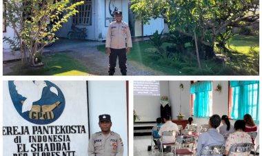 Polsek-Reo-Gelar-Pengamanan-Misa-Minggu-Pagi-di-Sejumlah-Gereja-di-Kecamatan-Reok