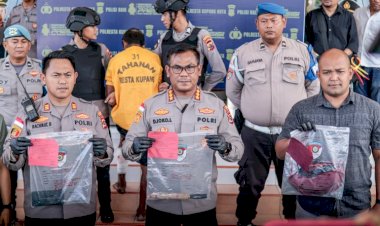 Tersangka-Kasus-Pembunuhan-Seorang-Pedagang-Semangka-ditangkap,-Kapolresta-Kupang-Kota-Lakukan-Konfrensi-Pers.