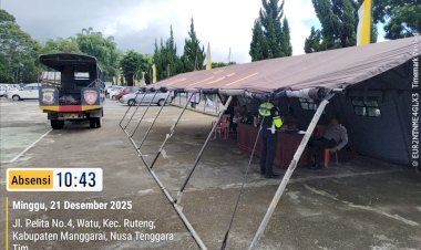 Wujudkan-Komitmen-Keamanan-Jelang-Nataru,-Polres-Manggarai-Dirikan-Tenda-Tambahan-di-Pospam-Katedral