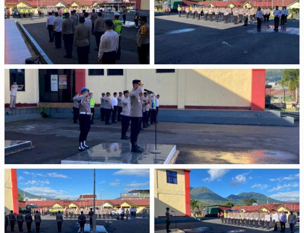 Apel Jam Pimpinan Kapolres Manggarai  Berikan Apresiasi ,pengamanan humanis kunci jaga situasi  kondusif .