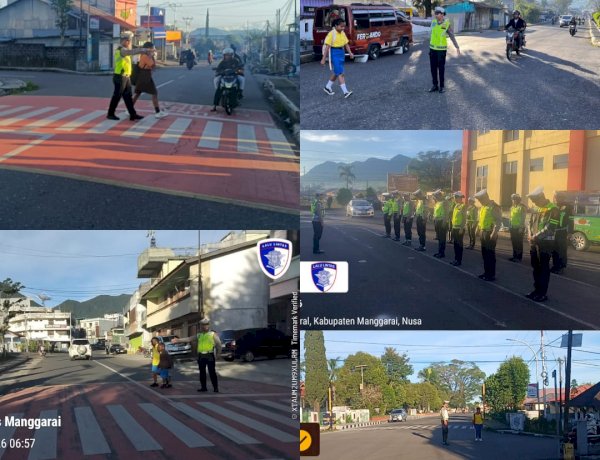 Satlantas Polres Manggarai Laksanakan Pengaturan Arus Lalu Lintas, Prioritaskan Keselamatan Pelajar
