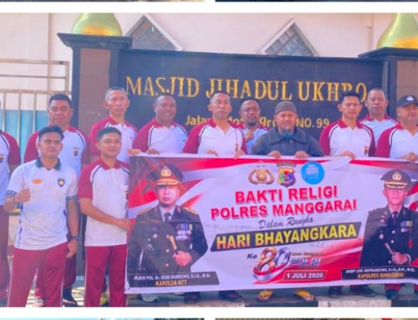 TEBAR KASIH  POLRI UNTUK  MASYARAKAT, POLRES MANGGARAI GELAR BAKTI RELIGI SERENTAK DI TEMPAT IBADAH SAMBUT HARI BHAYANGKARA KE-80