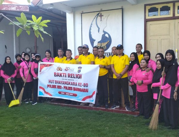 BAKTI RELIGI POLSEK REO DAN SATPOLAIRUD REO DALAM RANGKA HARI BHAYANGKARA KE-80, WUJUD NYATA PENGABDIAN POLRI KEPADA MASYARAKAT DAN PENGUATAN TOLERANSI UMAT BERAGAMA