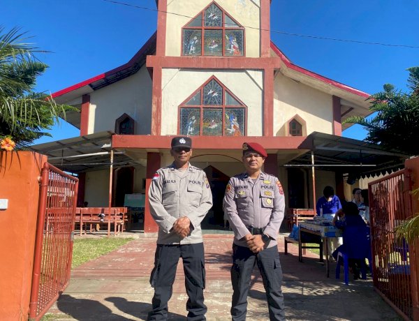 Polres Manggarai Kerahkan Personel Amankan Ibadah Hari Minggu di Seluruh Gereja, Wujud Nyata Pelayanan Polri kepada Masyarakat