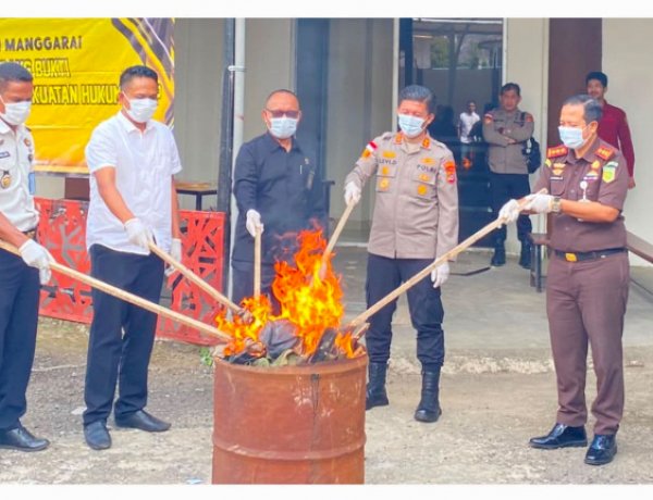 PERKUAT SINERGITAS  DAN KOLABORASI  KAPOLRES MANGGARAI HADIRI PEMUSNAHAN BARANG BUKTI DI KEJAKSAAN NEGERI MANGGARAI