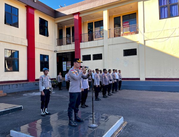 KAPOLRES MANGGARAI AKBP LEVI DEFRIANSYAH GELORAKAN NILAI-NILAI TRI BRATA DAN CATUR PRASETYA, BANGUN ETOS KERJA DAN CEGAH PELANGGARAN PERSONEL