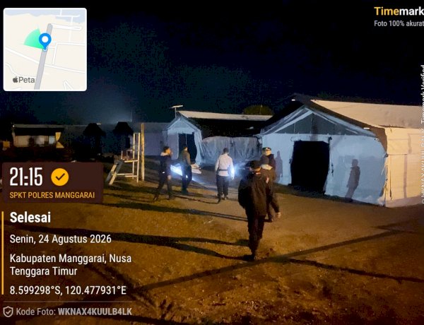 Patroli SPKT Polres Manggarai Pastikan Keamanan Rumah Sakit Lapangan di Kota Ruteng