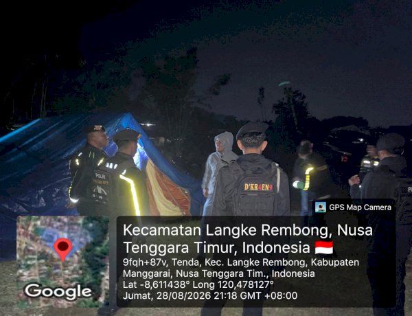 Patroli Malam Sat Samapta Polres Manggarai Pastikan Warga Terdampak Gempa Tetap Aman