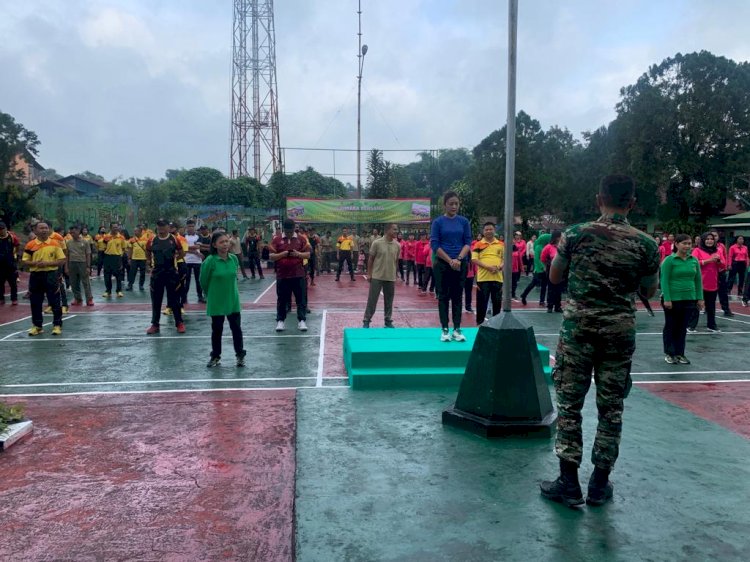 OLAHRAGA BERSAMA DALAM RANGKA BINOR DI SATUAN KODIM 1612/MANGGARAI