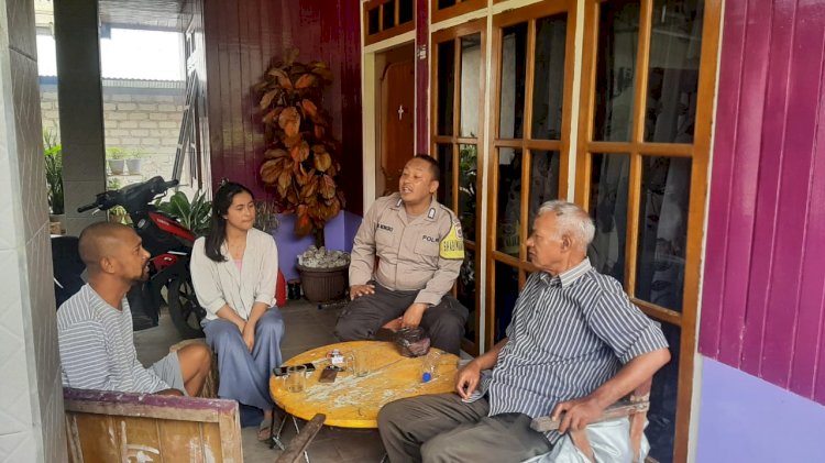 Sosialisasi Pemilu damai dan cegah TPPO, Bhabinkamtibmas Bertatap Muka dengan Warga di Kel. Bangka Leda, Kab. Manggarai