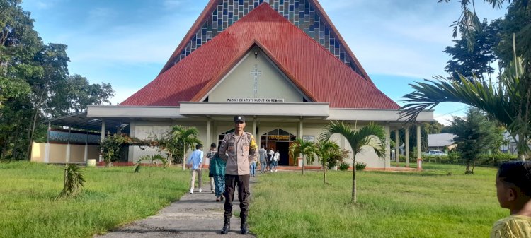 Polres Manggarai Amankan Ibadah Minggu di Gereja-Gereja Kabupaten Manggarai