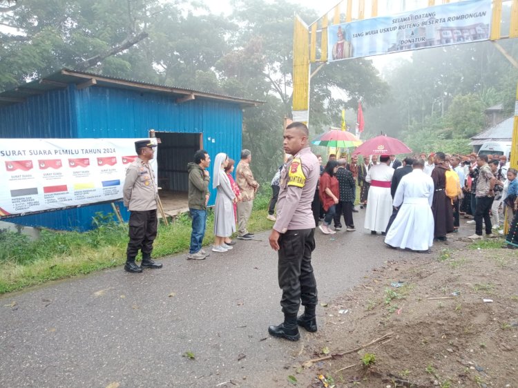 Kapolsek Cibal Pimpin Pengamanan Acara Pemberkatan dan Peresmian Gereja Stasi St. Gabriel Beawaek Paroki Kristus Raja Pagal