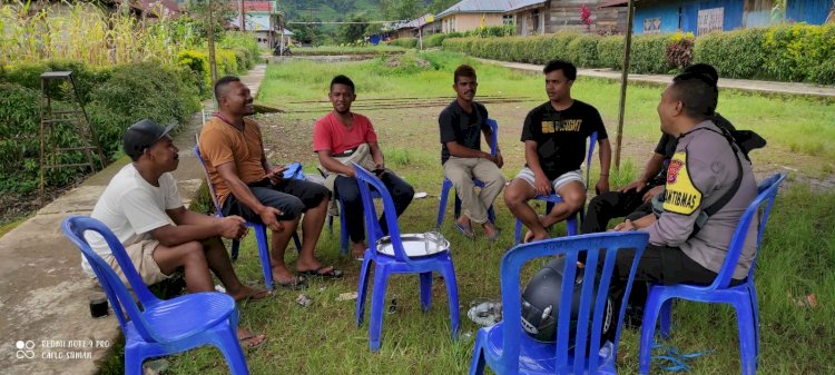 Bripka Adrianus G Suman Himbau Masyarakat Golo Cador Tetap Damai dan Waspada Bencana Alam