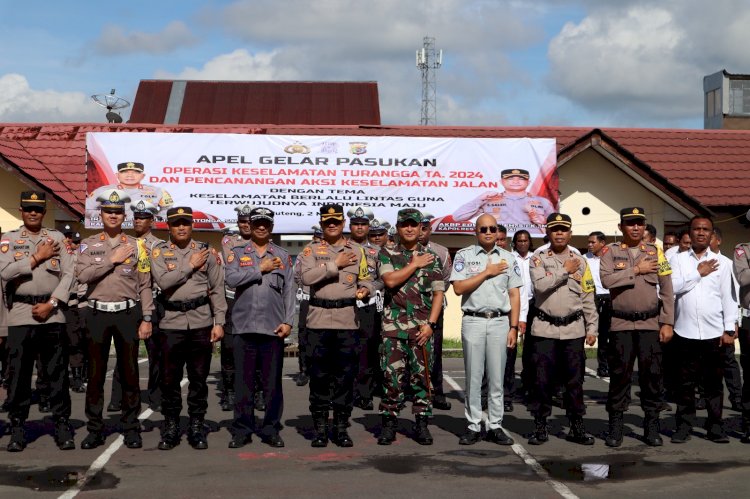 Kapolres Manggarai pimpin Apel Gelar Pasukan Operasi Keselamatan Turangga T.A. 2024 dan Pencanangan Aksi Keselamatan Jalan.