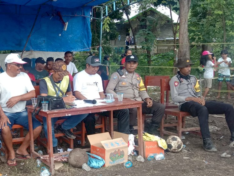 Kapospol Satar Mese Barat pimpin Pengamanan Turnamen Sepak Bola dan Bola Volly Meriahkan Perayaan Paskah di Paroki Maria Bunda Segala Bangsa Narang Tahun 2024