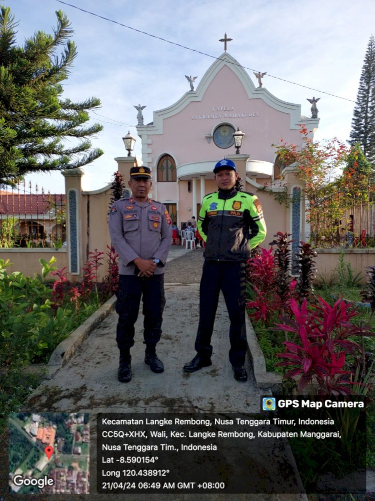 Polres Manggarai Terus Jamin Keamanan dan Kenyamanan Ibadah Minggu di Gereja-Gereja Kabupaten Manggarai