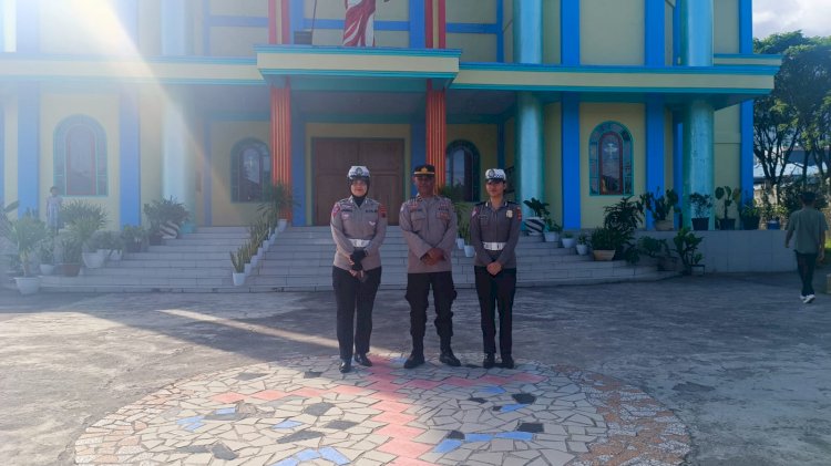 Konsisten, Polres Manggarai Terjunkan Personil Pengamanan Ibadah Minggu