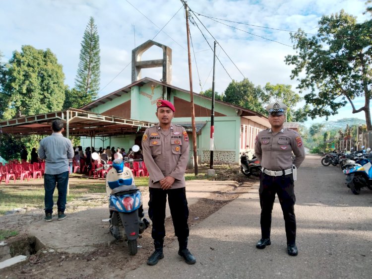 Konsisten, Polres Manggarai Terjunkan Personil Pengamanan Ibadah Minggu