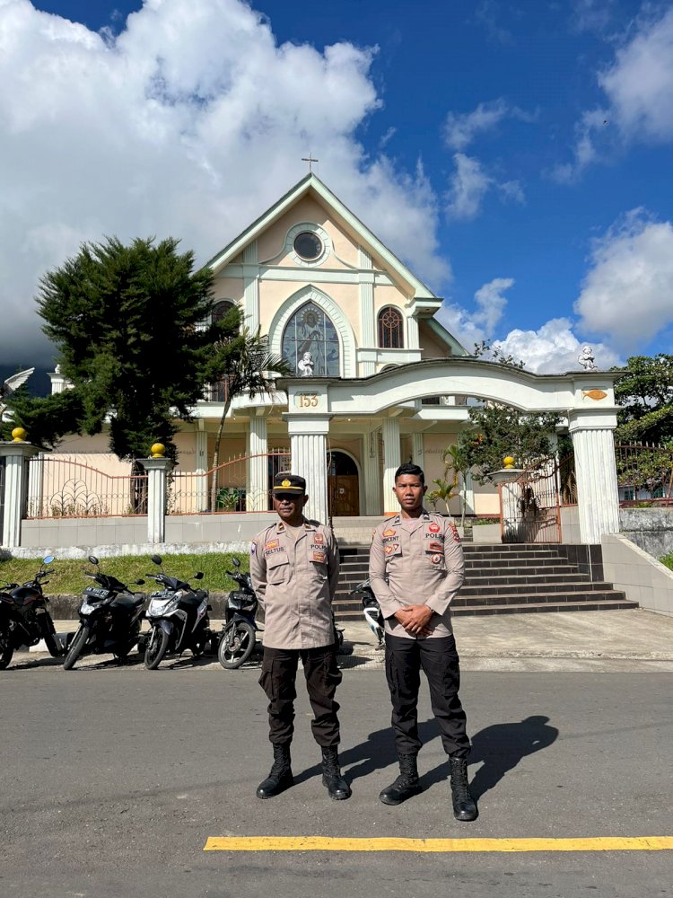 Konsisten, Polres Manggarai Terjunkan Personil Pengamanan Ibadah Minggu