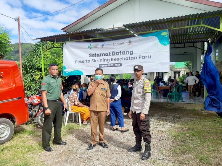 Aipda Ridwan Nelson Lubalu dan Babinsa Amankan Giat Pemeriksaan / Skrining Pasien TBC