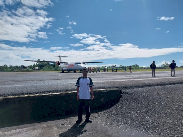Pastikan Kelancaran Transportasi, KP3 Udara Frans Sales Lega Amankan kedatangan Pesawat Wings Air ATR 72-600
