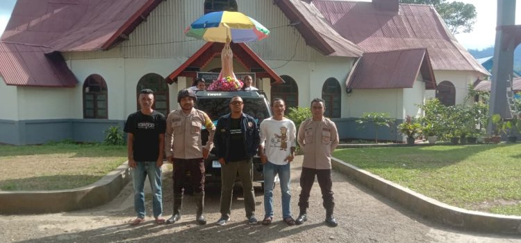 Kapolsek Cibal Pimpin Pengamanan Prosesi Ziarah Yubileum Bunda Maria Ratu Damai