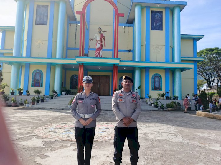Polres Manggarai Gelar Pengamanan Ibadah Minggu di Sejumlah Gereja di Ruteng