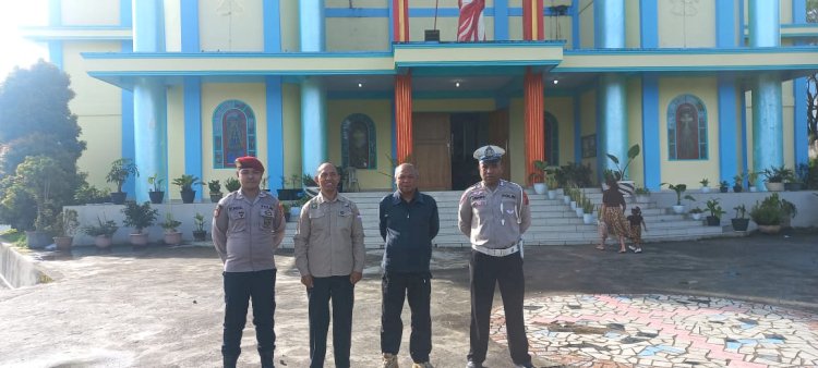 Polres Manggarai Gelar Personil Pengamanan Ibadah Minggu di Sejumlah Gereja di Ruteng