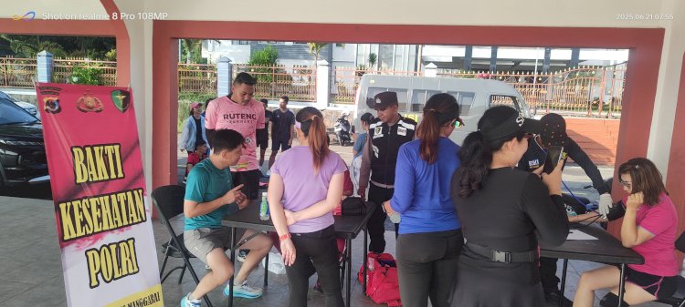 Dokkes Polres Manggarai Gelar Pelayanan Kesehatan Gratis di CFD Motang Rua, Sambut Hari Bhayangkara ke-79