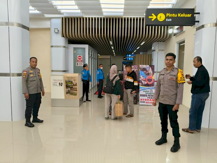 Pospol KP3 Udara Frans Sales Lega Ruteng Laksanakan Pengamanan Penerbangan Secara Profesional dan Humanis