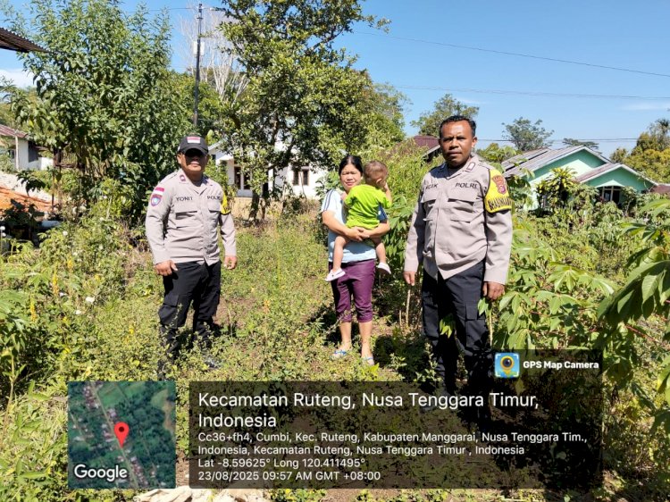 Bhabinkamtibmas Kec. Ruteng Pantau Persiapan Lahan untuk Program Penanaman Jagung Serentak Kapolda NTT