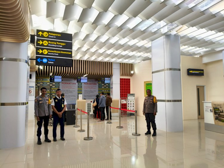 KP3 Udara Laksanakan Pengamanan di Bandara Frans Sales Lega Ruteng