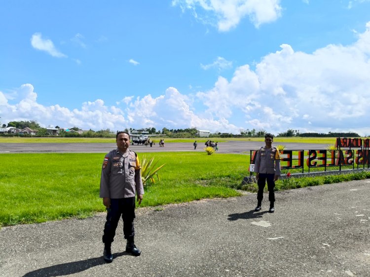 KP3 Udara Laksanakan Pengamanan aktifitas Penerbangan di Bandara Frans Sales Lega Ruteng