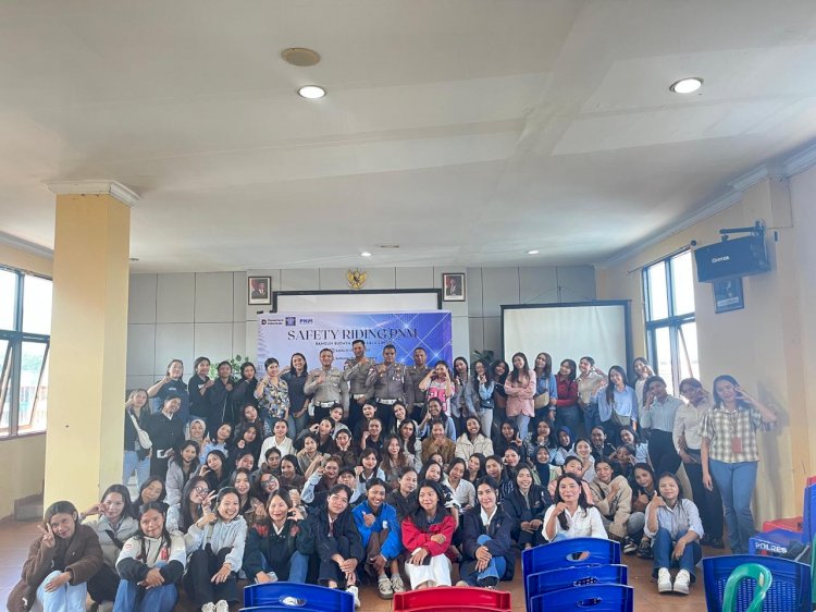 POLRES MANGGARAI GELAR SOSIALISASI SAFETY RIDING BERSAMA PT. PNM, BANGUN BUDAYA TERTIB BERLALU LINTAS