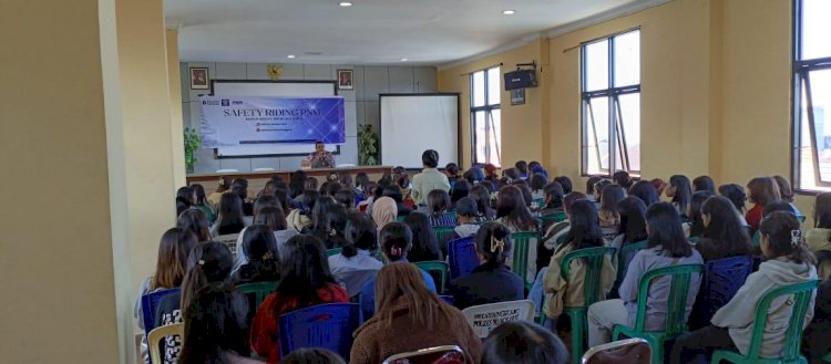 POLRES MANGGARAI GELAR SOSIALISASI SAFETY RIDING BERSAMA PT. PNM, BANGUN BUDAYA TERTIB BERLALU LINTAS