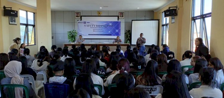 POLRES MANGGARAI GELAR SOSIALISASI SAFETY RIDING BERSAMA PT. PNM, BANGUN BUDAYA TERTIB BERLALU LINTAS