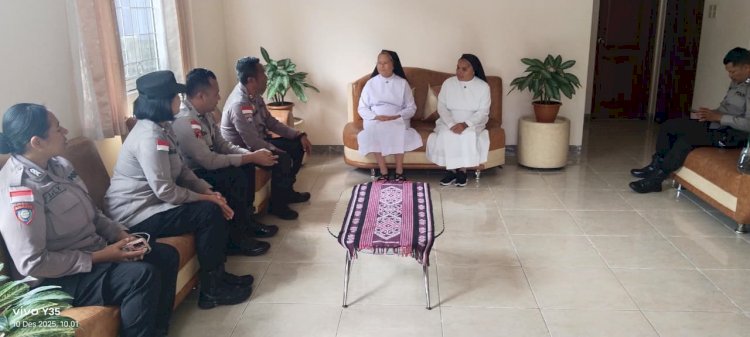 SAT BINMAS POLRES MANGGARAI GELAR SAMBANG DAN SILATURAHMI BERSAMA PARA SUSTER DI LINGKUNGAN LAMBUNG KUDUS