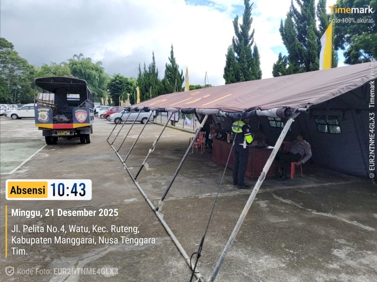 Wujudkan Komitmen Keamanan Jelang Nataru, Polres Manggarai Dirikan Tenda Tambahan di Pospam Katedral