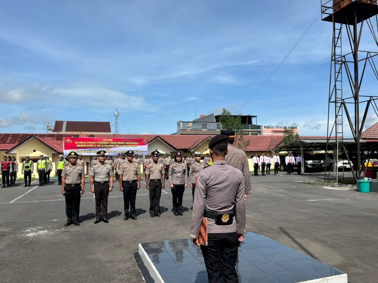 Momen Akhir Tahun, Kapolres Manggarai Pimpin Upacara Kenaikan Pangkat Perwira, Bintara, Tamtama dan PNS Polri