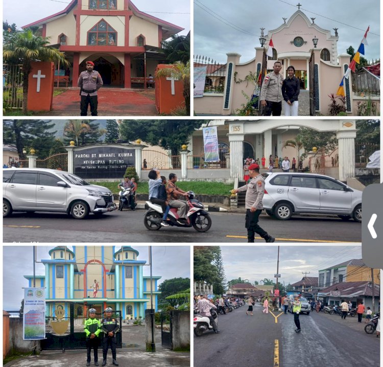 Ciptakan Situasi Kondusif, Polres Manggarai Gelar Pengamanan Kegiatan Misa/Ibadah Mingguan Umat Nasrani