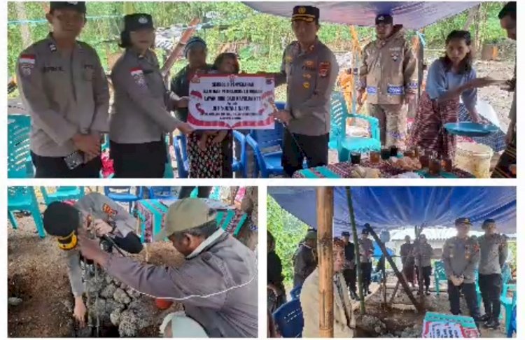 KAPOLRES MANGGARAI SERAHKAN BANTUAN PEMBANGUNAN RUMAH LAYAK HUNI DARI KAPOLDA NTT