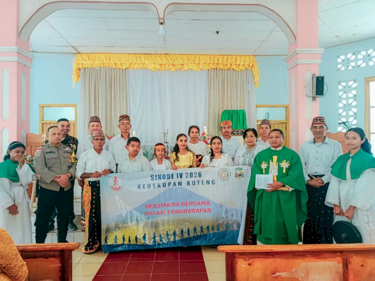 Bhabinkamtibmas Kelurahan Bangka Leda Laksanakan Giat Minggu Kasih di Gereja St. Mikhael Beanio