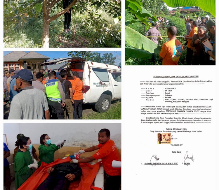 Warga Kelurahan Watu Digegerkan Penemuan Jenazah Karyawan Hotel Tergantung di Pohon Nangka