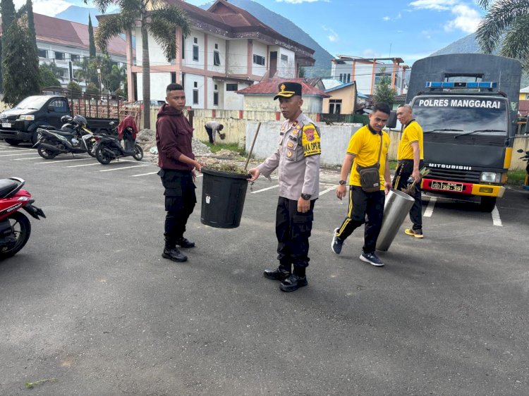 Wujudkan Kesiapan Mako yang Bersih dan Sehat, Polres Manggarai ,Polda NTT, Gelar Kegiatan Kurve Bersama