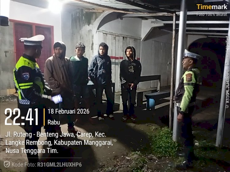 Patroli Malam Antisipasi Balap Liar dan Laka Lantas di Wilkum Polres Manggarai Polda NTT