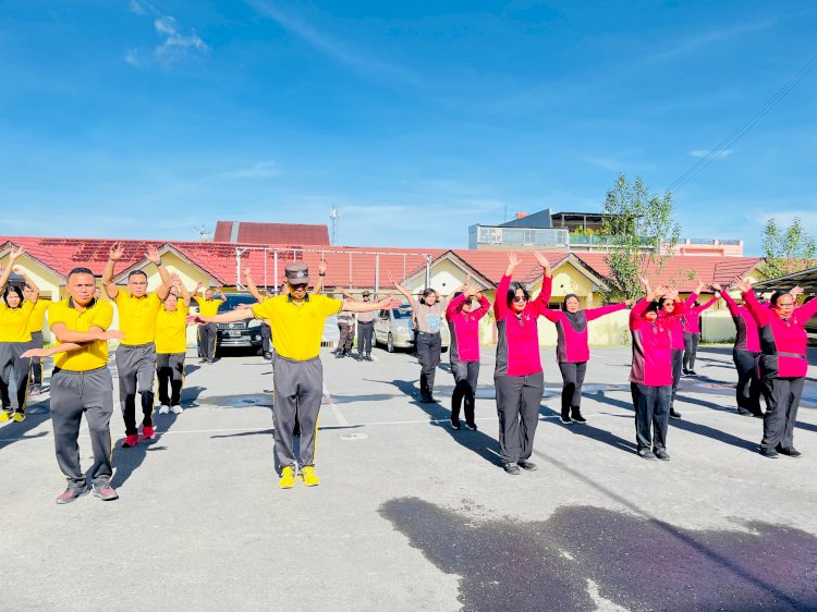 Sinergi dan Sehat Bersama, Polres Manggarai Gelar Olahraga Bareng Bhayangkari