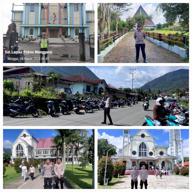 Minggu Kasih, Polres Manggarai Gelar Pengamanan Humanis Ibadah Mingguan di Sejumlah Gereja